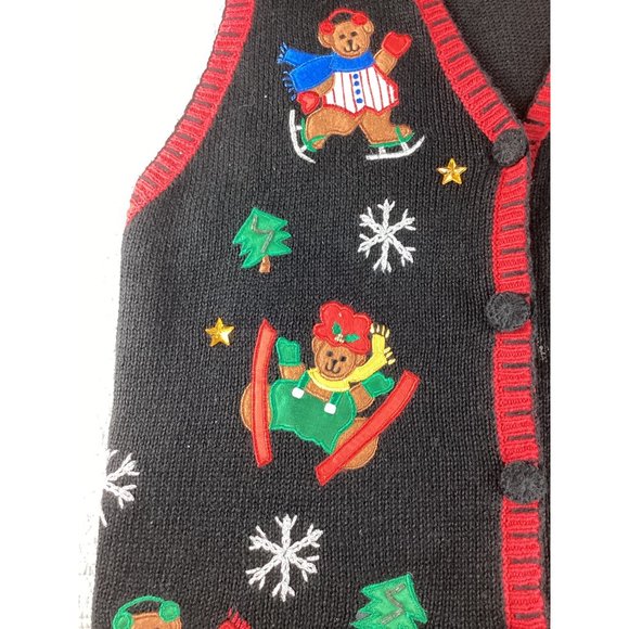 Womens Nutcracker Ugly Christmas Sweater Vest * Large* Black Red *Ramie cotton - Picture 7 of 11